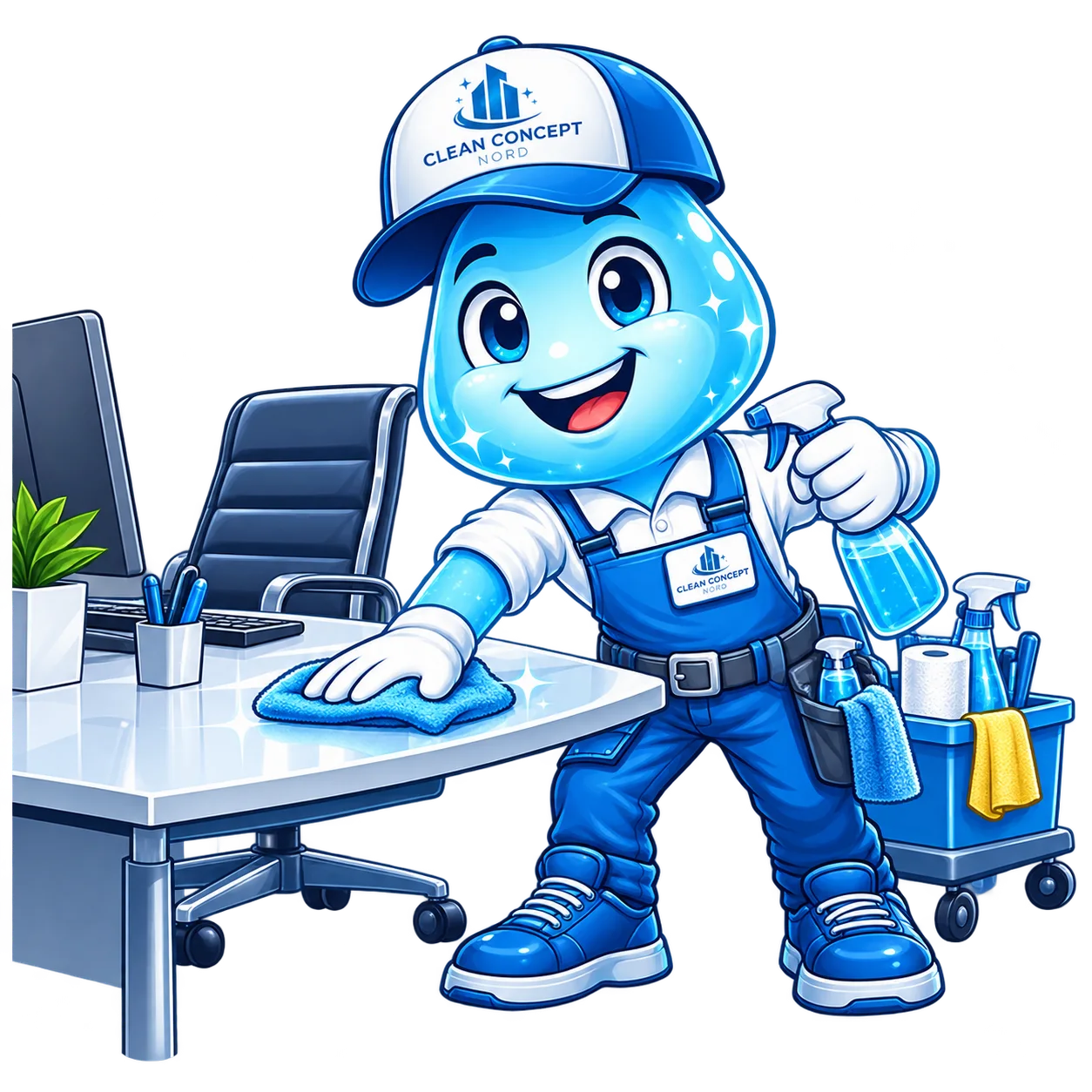 Clean Concept Nord Maskottchen bei der Büroreinigung